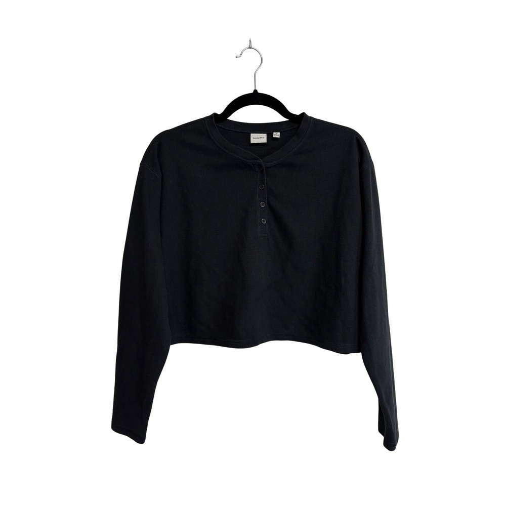 Sunday Best, Black, Long Sleeve Crop‎ Top, Women's Size M